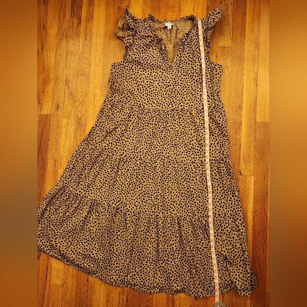 J. CREW Cheetah Animal Print Ruffle VNeck And Shoulders Tiered Midi Dress - Picture 5 of 16